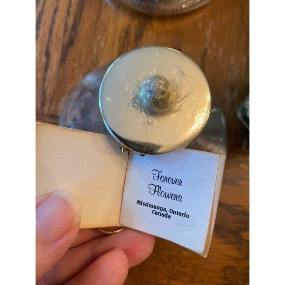 Lot Of 3 Vintage Glass Oil Lamps With Dried Flowers & Heart-Shaped Design Boho D - Picture 10 of 12